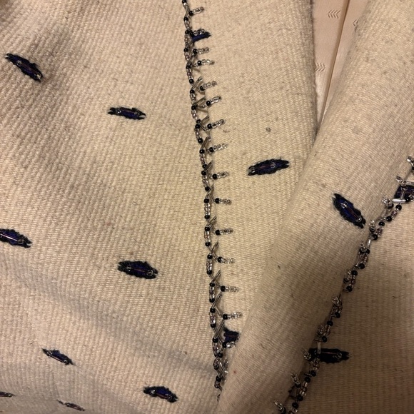 OOK Vintage Designer Wool Beaded Duster in Cream & Black - Picture 6 of 12